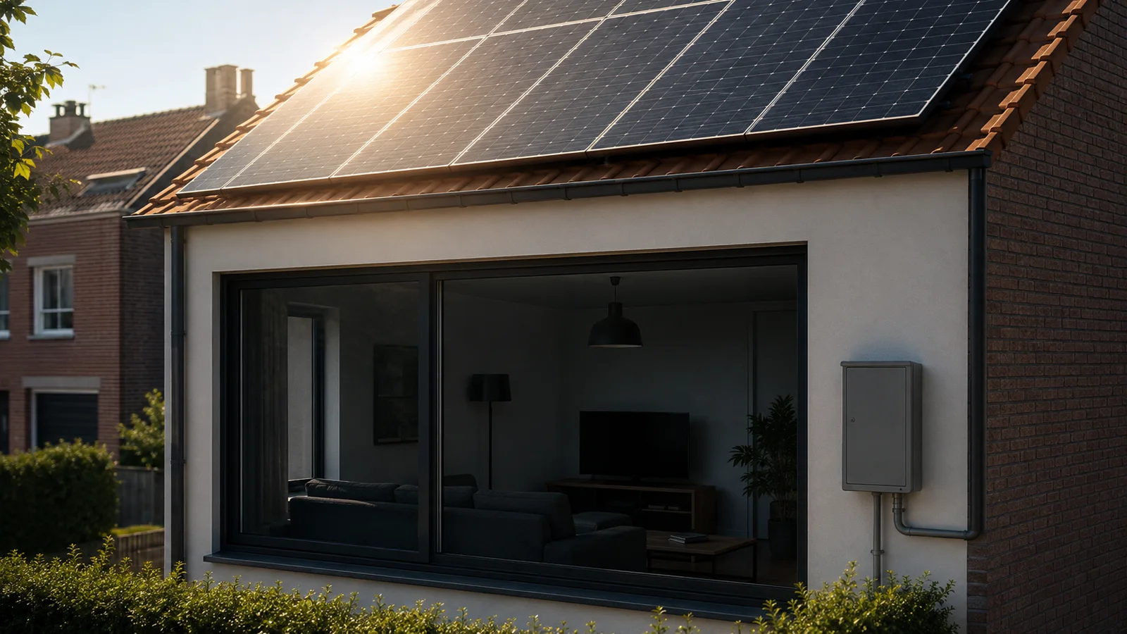 Maison belge équipée de panneaux solaires dont l’intérieur reste éteint pendant une panne de courant