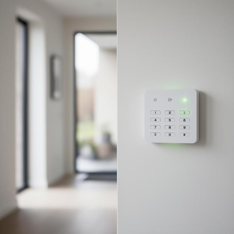 Clavier d'alarme moderne dans une entrée de maison belge